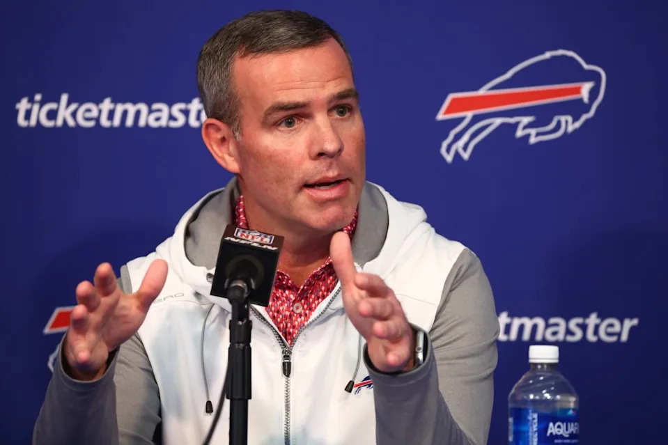 Brandon Beane at a recent Bills press conference. AP