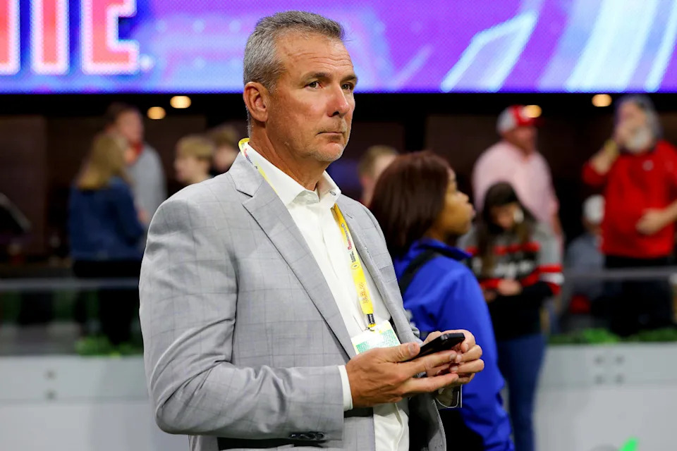 ATLANTA, GEORGIA - DECEMBER 31: Urban Meyer is seen prior to the game between the Ohio State Buckeyes and the Georgia Bulldogs in the Chick-fil-A Peach Bowl at Mercedes-Benz Stadium on December 31, 2022 in Atlanta, Georgia. (Photo by Kevin C. Cox/Getty Images)Kevin C. Cox/Getty Images