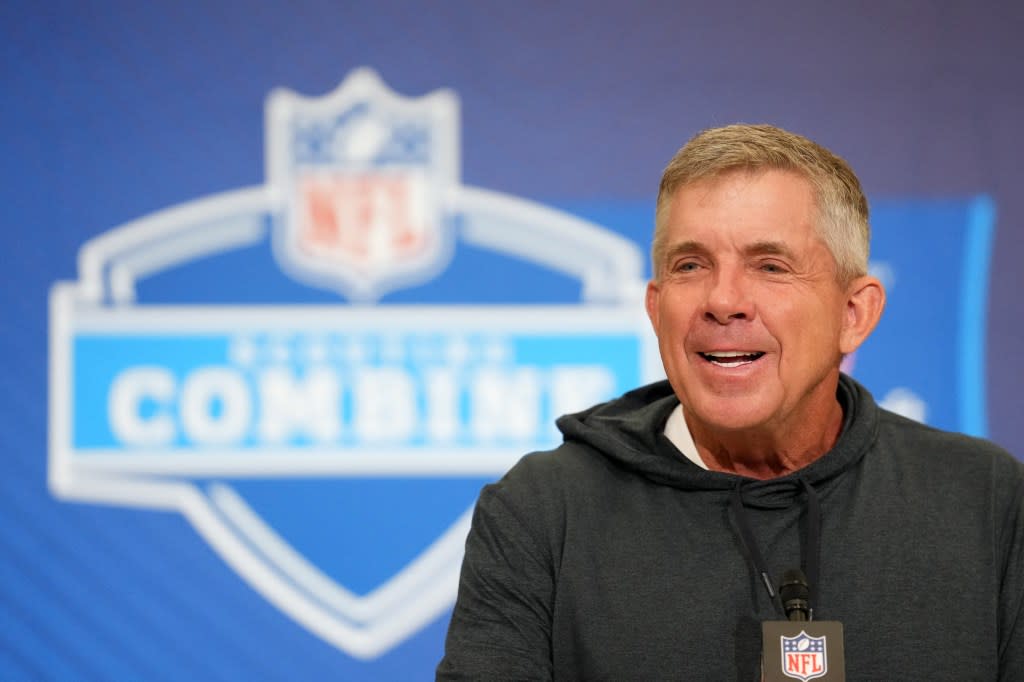 Denver Broncos coach Sean Payton speaks at the NFL Scouting Combine at the Indiana Convention Center. IMAGN IMAGES via Reuters Connect