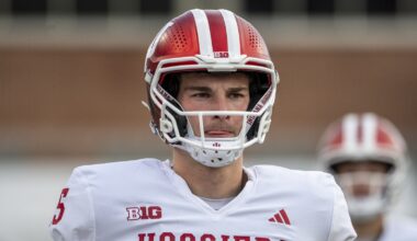 Fernando Mendoza warming up for a game