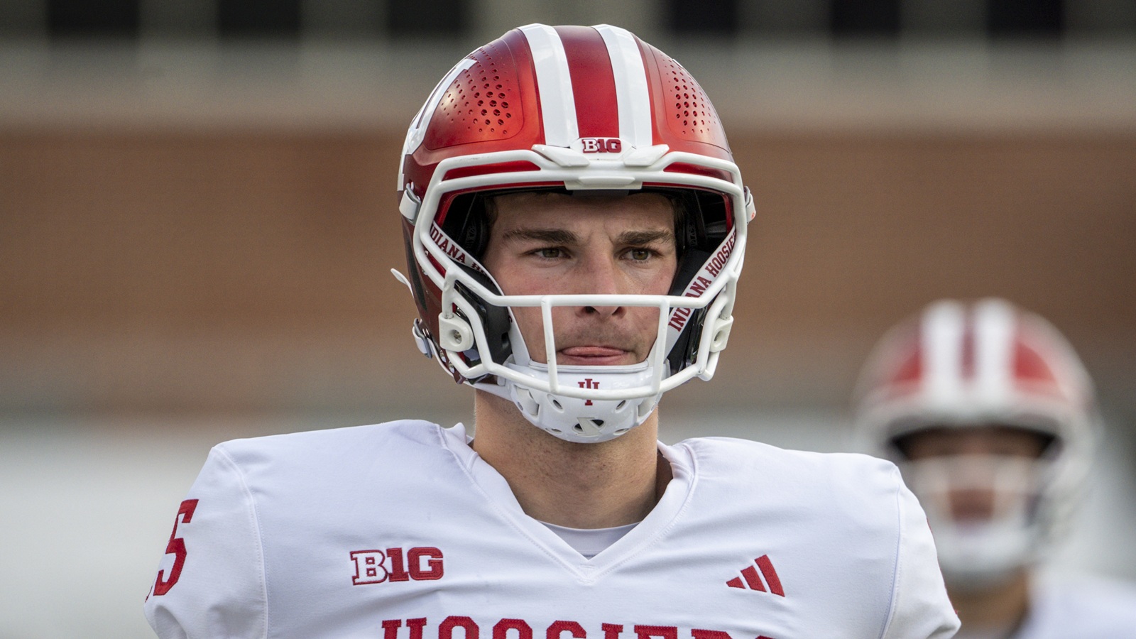 Fernando Mendoza warming up for a game