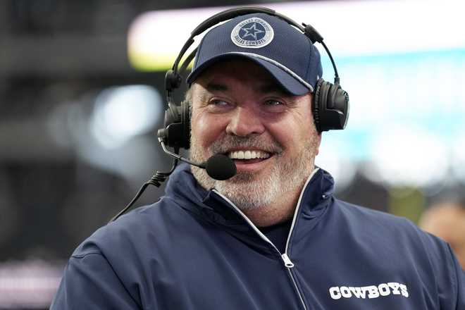 Mike McCarthy Head coach Mike McCarthy of the Dallas Cowboys is interviewed before a preseason game against the Los Angeles Chargers at AT&T Stadium on August 24, 2024 in Arlington, Texas. (Photo by Sam Hodde/Getty Images)