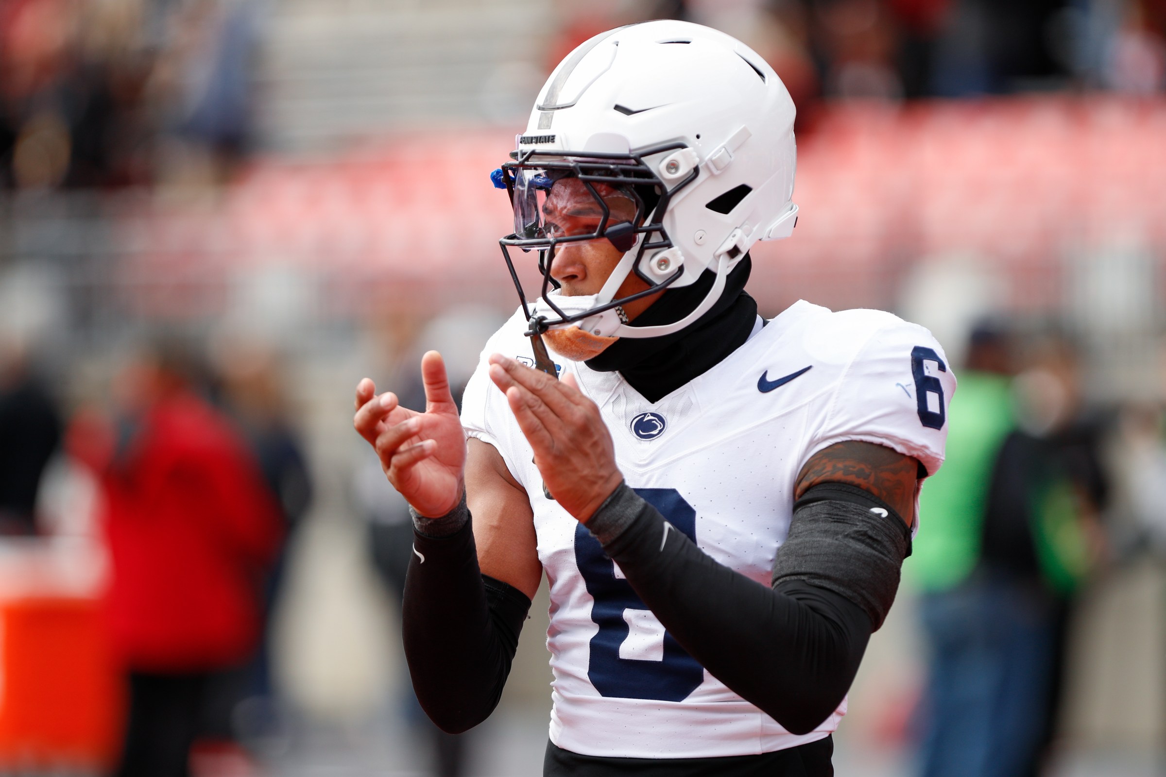 COLUMBUS, OH - NOVEMBER 01: Penn State Nittany Lions safety Zakee Wheatley (6) before the game against the Penn State Nittany Lions and the Ohio State Buckeyes on November 1, 2025, at Ohio Stadium in Columbus, OH. (Photo by Ian Johnson/Icon Sportswire via Getty Images)