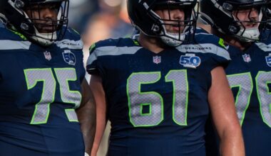 How much pressure Seahawks guards Anthony Bradford and Grey Zabel allowed in 2025