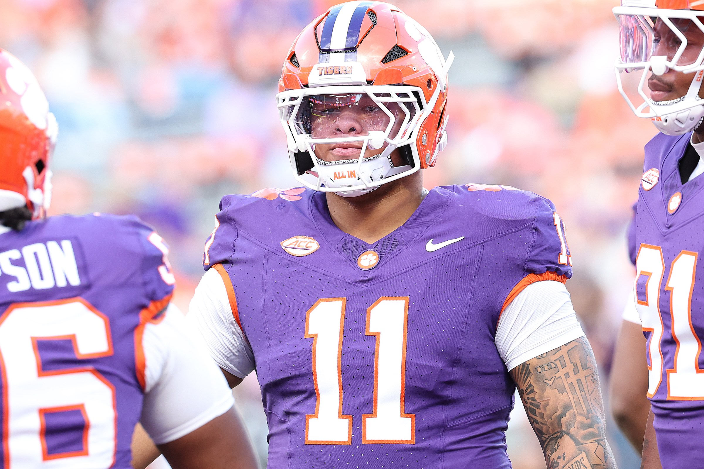 CLEMSON, SC - NOVEMBER 22: Clemson Tigers defensive lineman Peter Woods (11) during a college football game between the Furman Paladins and the Clemson Tigers on November 22, 2025 at Memorial Stadium in Clemson, S.C. (Photo by John Byrum/Icon Sportswire via Getty Images)