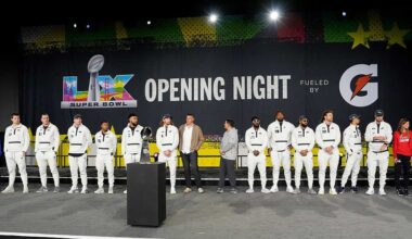 Patriots take part in Super Bowl Opening Night ahead of championship