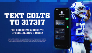 Text COLTS to 317317 to sign up for Colts text alerts! 
