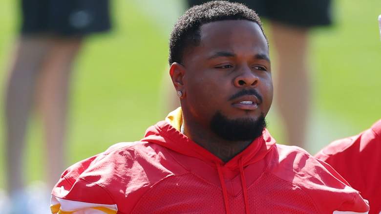 Chiefs lineman Jawaan Taylor waits at practice.