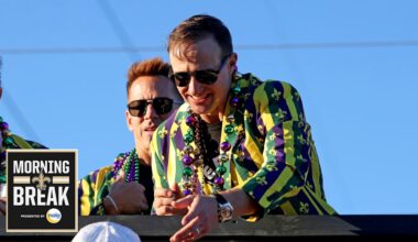 Drew Brees rides in Mardi Gras 2026 Krewe of Bacchus parade