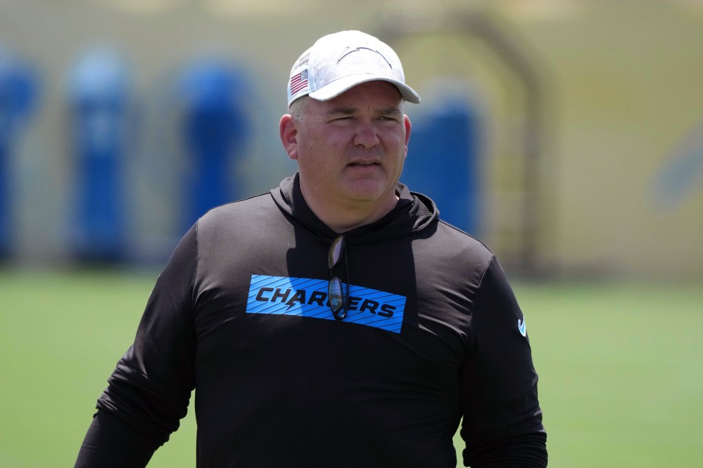 Los Angeles Chargers offensive coordinator Greg Roman.