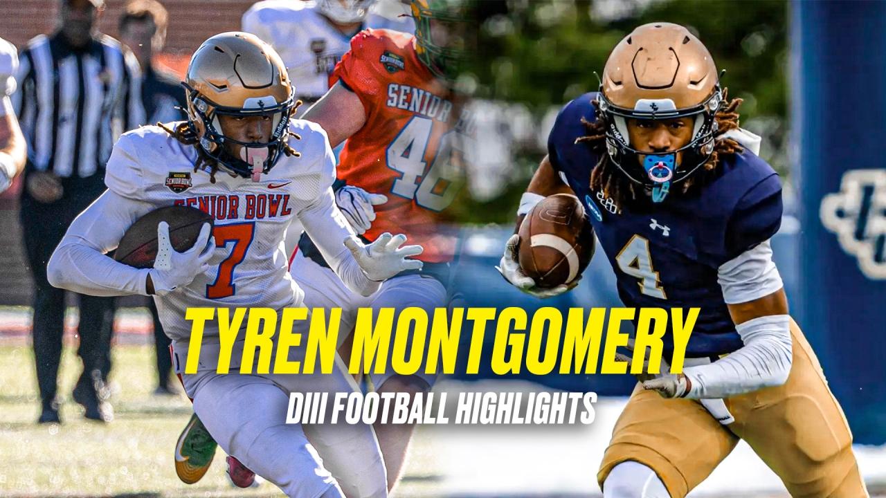 Senior Bowl rising star Tyren Montgomery DIII football semifinal highlights