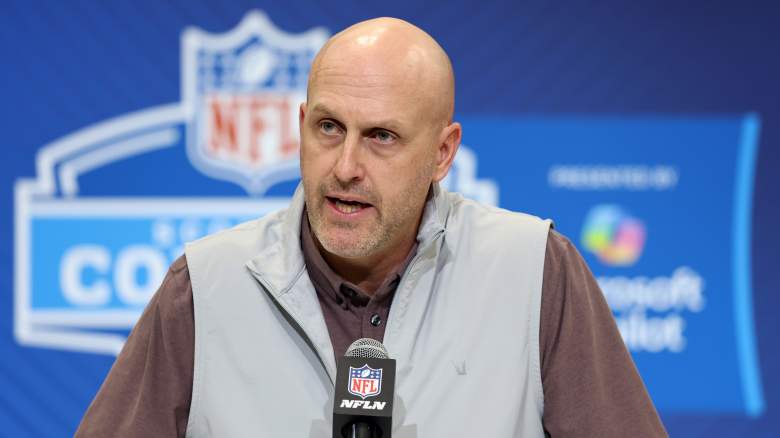 Arizona Cardinals general manager Monti Ossenfort speaks at the 2025 NFL Combine at Lucas Oil Stadium.