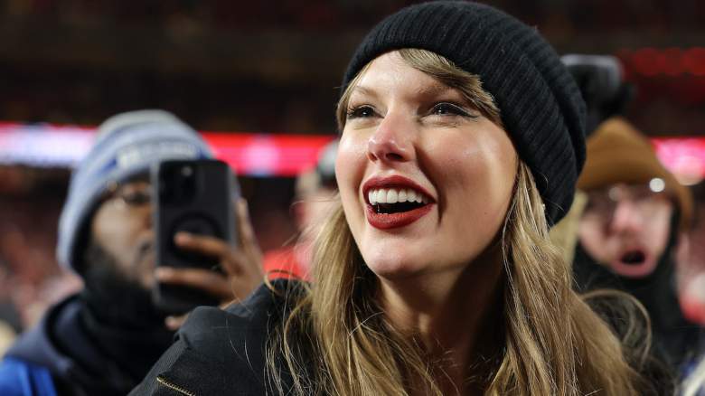 Taylor Swift reacts during an NFL game as a new poll names her the top choice for the Super Bowl 61 halftime show