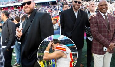 Travis Kelce smiles at Super Bowl 2026 one year after Chiefs heartbreak