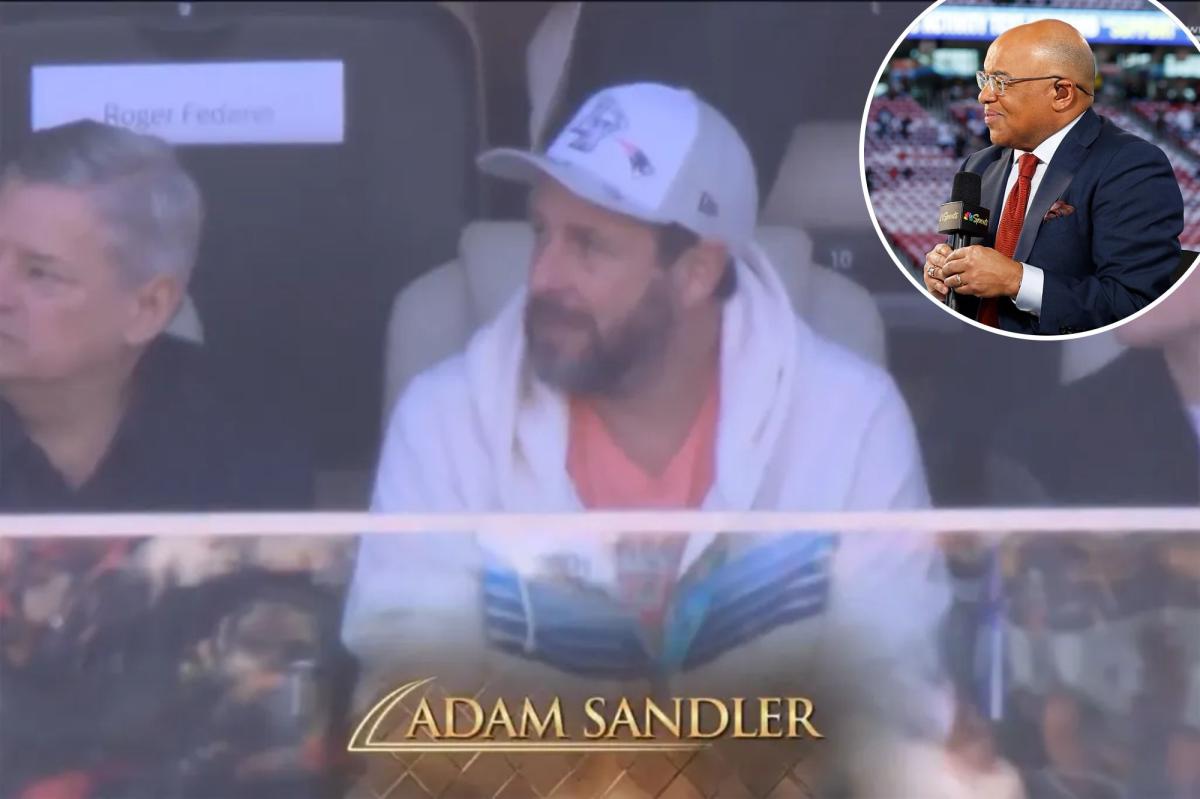 Mike Tirico calls lifelong Jets fan Adam Sandler a Patriots supporter 'as always' in Super Bowl 2026 broadcast gaffe