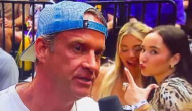 Livvy Dunne photo bombs interview with LSU coach Lane Kiffin