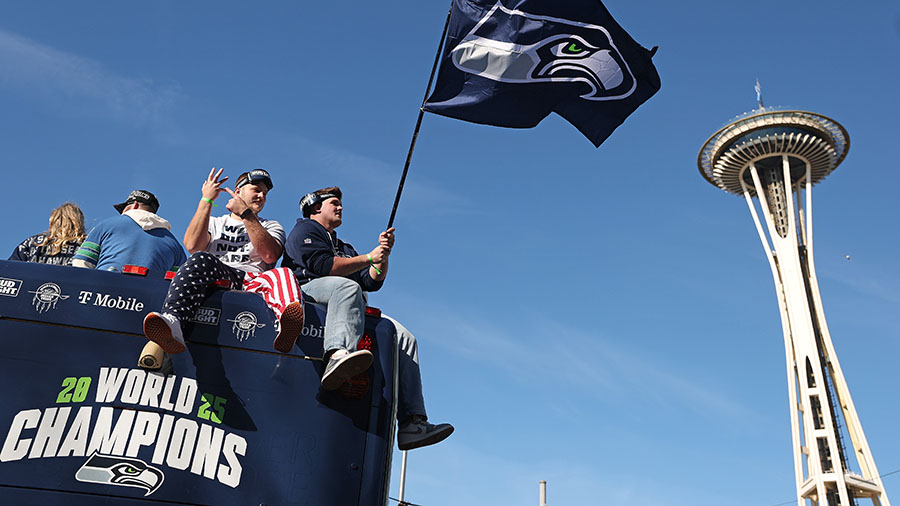 Seattle Seahawks Super Bowl parade Grey Zabel space needle...