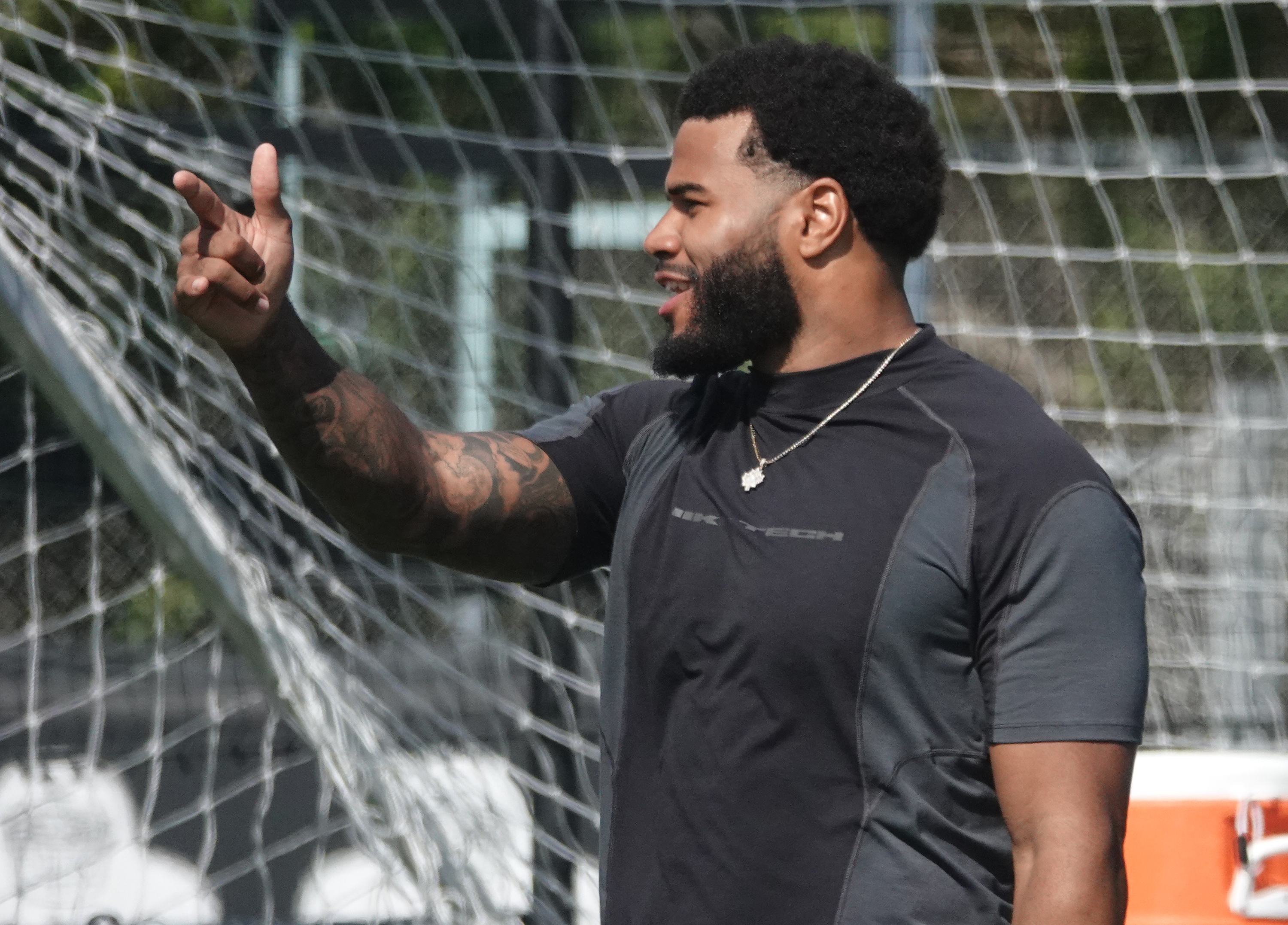 University of Miami defensive end Akheem Mesidor is seen at...