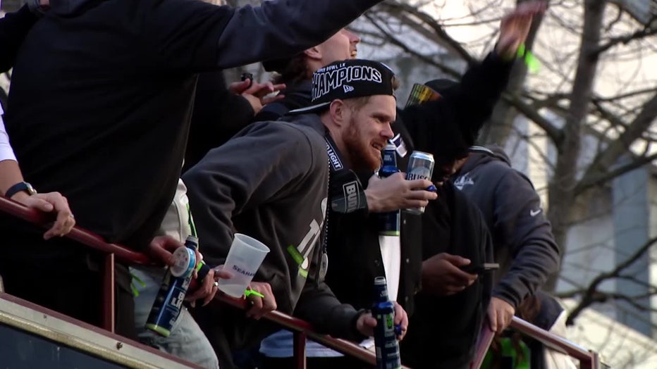 Sam Darnold at the Seahawks Super Bowl Victory Parade