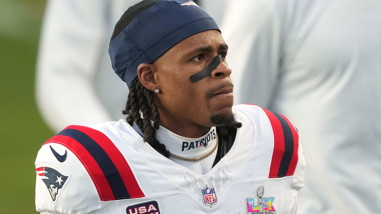 Feb 8, 2026; Santa Clara, CA, USA; New England Patriots wide receiver DeMario Douglas (3) during halftime against the Seattle Seahawks in Super Bowl LX at Levi's Stadium.
