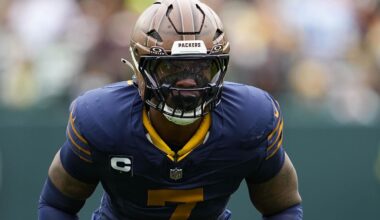 Nov 2, 2025; Green Bay, Wisconsin, USA;  Green Bay Packers linebacker Quay Walker (7) during the game against the Carolina Panthers at Lambeau Field.