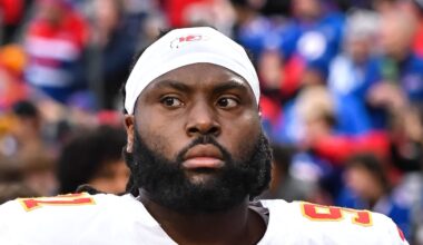 Former Kansas City Chiefs defensive tackle Derrick Nnadi leaves the field