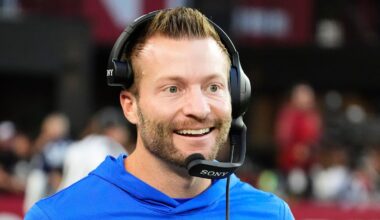 Los Angeles Rams head coach Sean McVay smiles