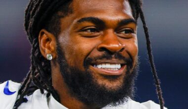 Former Dallas Cowboys cornerback Trevon Diggs smiling