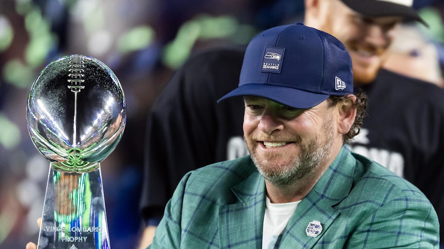 Seattle Seahawks general manager John Schneider celebrates