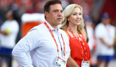 Aug 9, 2025; Glendale, Arizona, USA; Kansas City Chiefs general manager Brett Veach against the Arizona Cardinals during a preseason NFL game at State Farm Stadium.