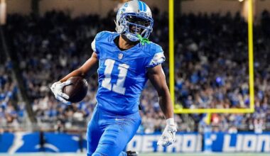Detroit Lions kick returner Kalif Raymond (11) runs for a touchdown against the Tennessee Titans during the second half at Ford Field in Detroit on Sunday, Oct. 27, 2024.