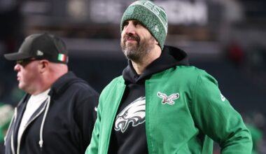 Philadelphia Eagles head coach Nick Sirianni walks off the field after a loss to the Washington Commanders at Lincoln Financial Field.