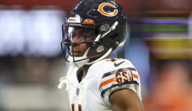 Nov 20, 2022; Atlanta, Georgia, USA; Chicago Bears wide receiver Darnell Mooney (11) prepares for a game against the Atlanta Falcons at Mercedes-Benz Stadium.