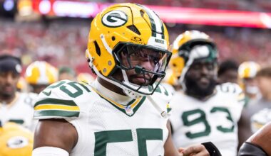 Green Bay Packers defensive lineman Kingsley Enagbare (55) against the Arizona Cardinals at State Farm Stadium.