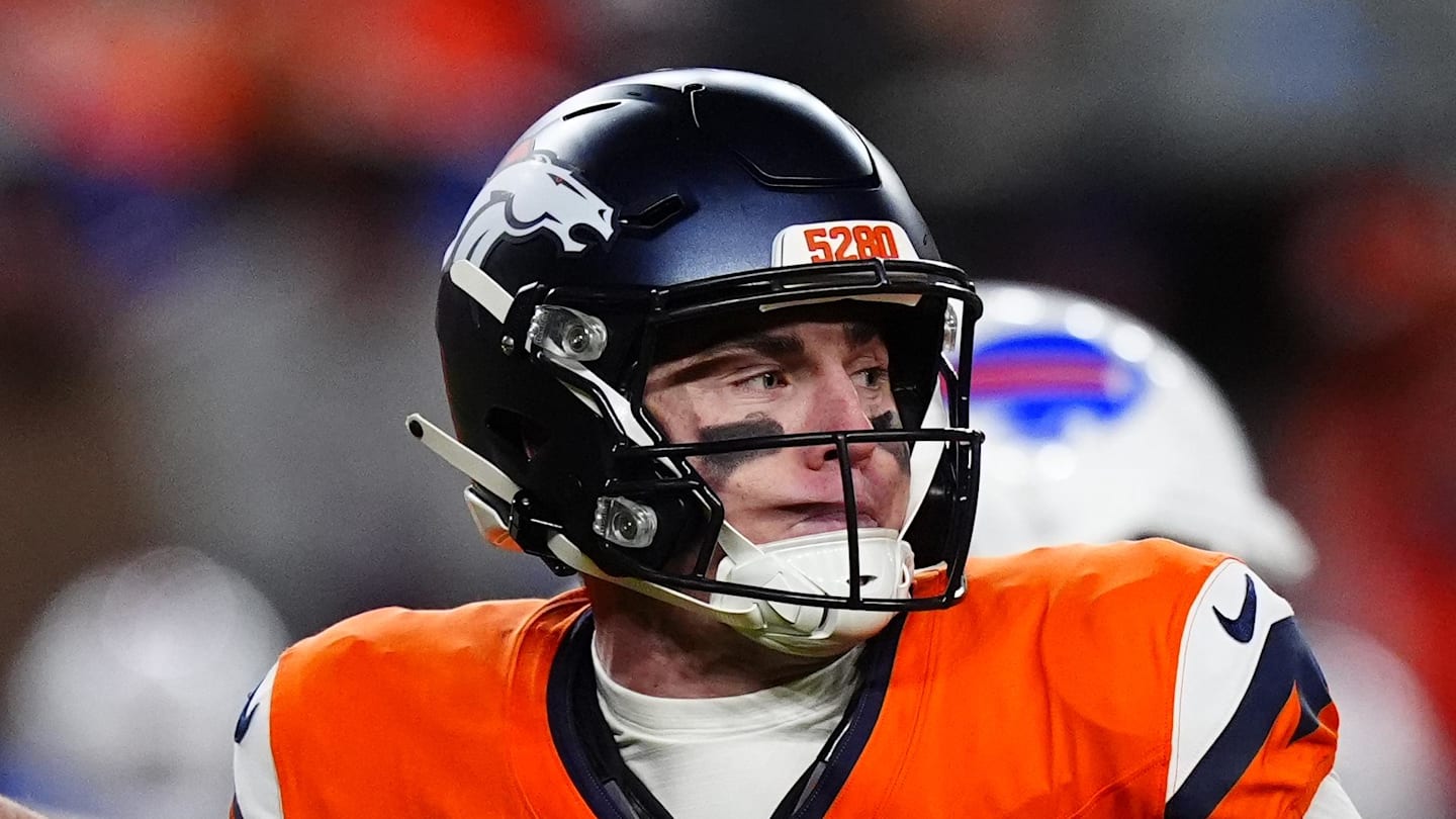Jan 17, 2026; Denver, CO, USA; Denver Broncos quarterback Bo Nix (10) throws during the fourth quarter of an AFC Divisional Round playoff game against the Buffalo Bills at Empower Field at Mile High. Mandatory Credit: Ron Chenoy-Imagn Images