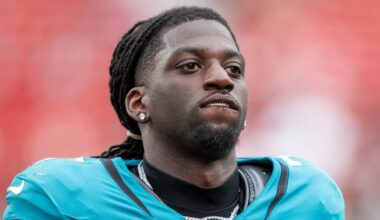 September 28, 2025; Santa Clara, California, USA; Jacksonville Jaguars wide receiver Brian Thomas Jr. (7) after the game against the San Francisco 49ers at Levi's Stadium.