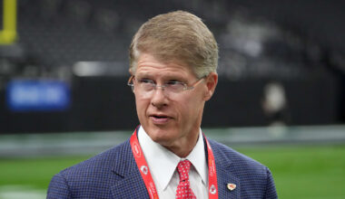 Jan 4, 2026; Paradise, Nevada, USA; Kansas City Chiefs owner Clark Hunt arrives before the game against the Las Vegas Raiders at Allegiant Stadium. Mandatory Credit: Kirby Lee-Imagn Images