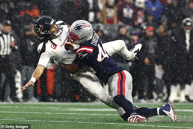 Stroud threw four interceptions during the Texans' divisional loss to the New England Patriots