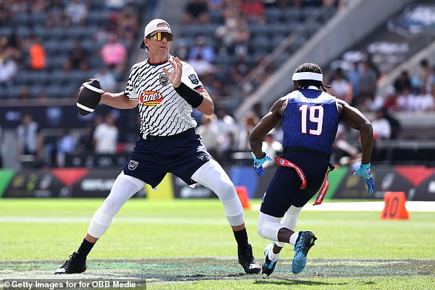 Tom Brady was in vintage form as he scored the first points of his flag football game
