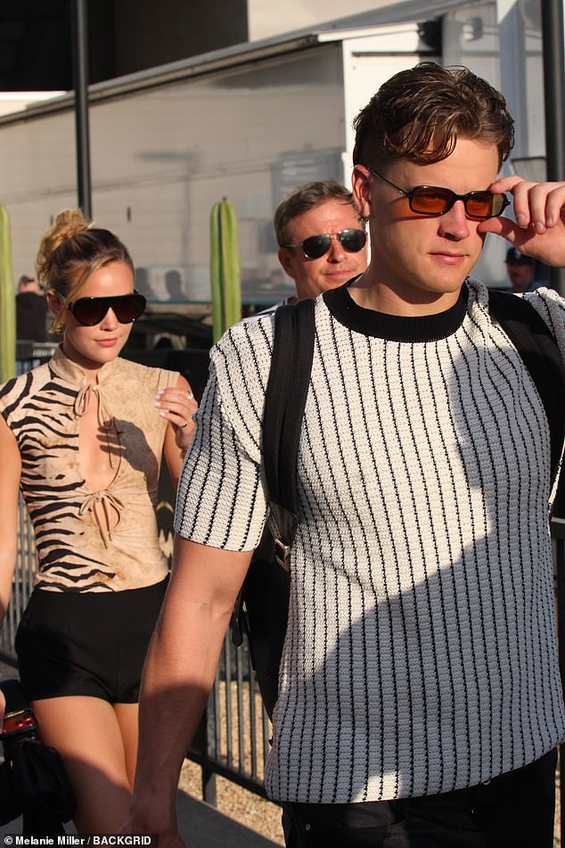 Joe Burrow and model Olivia Ponton are spotted leaving the Fanatics Flag Football Classic
