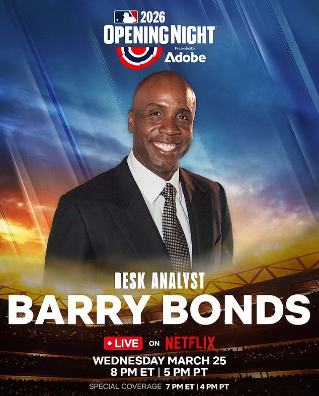 Barry Bonds served as a pre-game and in-game analyst for Netflix's Opening Day coverage