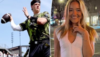 Olivia Ponton cheers on Joe Burrow at Fanatics Flag Football Classic