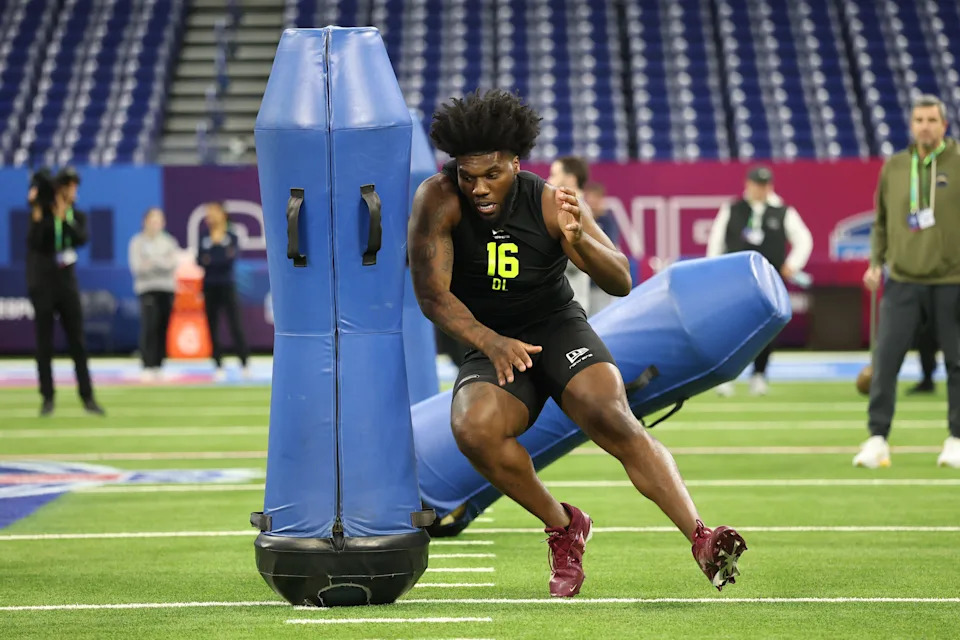 INDIANAPOLIS, INDIANA - FEBRUARY 26: Darrell Jackson of the Florida State Seminoles participtates in a drill during the 2026 NFL Scouting Combine at Lucas Oil Stadium on February 26, 2026 in Indianapolis, Indiana. (Photo by Stacy Revere/Getty Images)