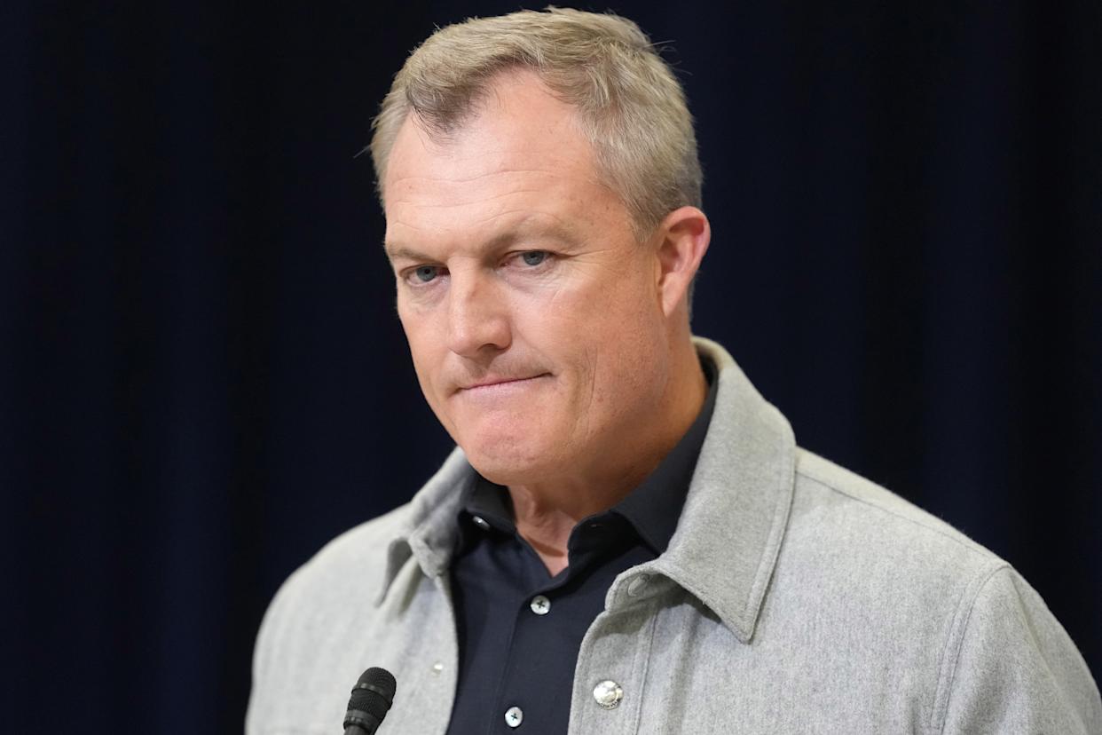 San Francisco 49ers general manager John Lynch speaks at the NFL Scouting Combine.