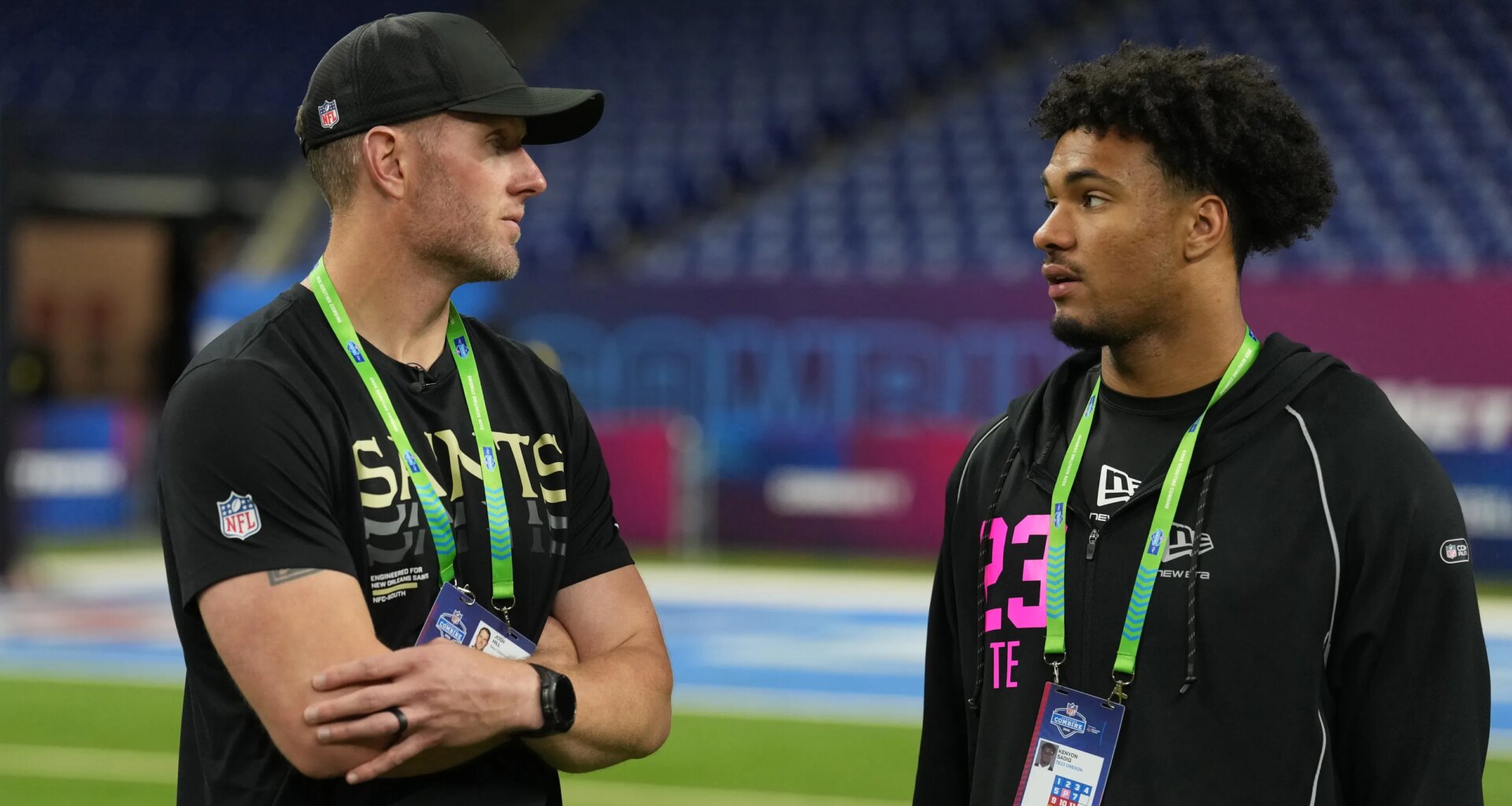 New Orleans Saints coaches meet prospects at the NFL Combine