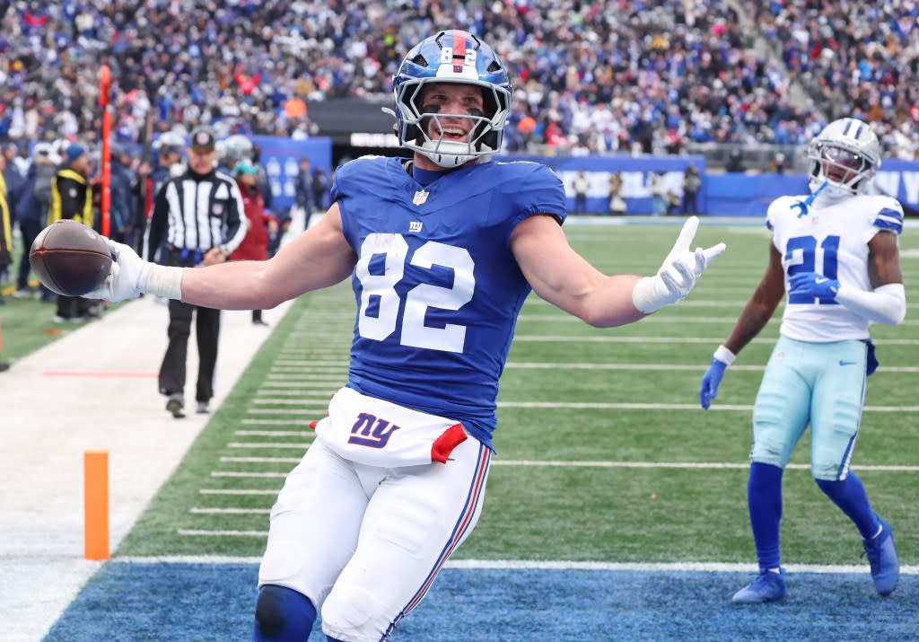 Giants tight end Daniel Bellinger scored a touchdown against the Cowboys on Jan. 4, 2025. Robert Sabo for NY Post
