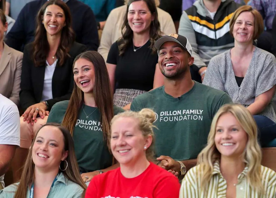Gabrielle Dillon and AJ Dillon attended a family charity eventTork Mason / USA TODAY NETWORK via Imagn Images