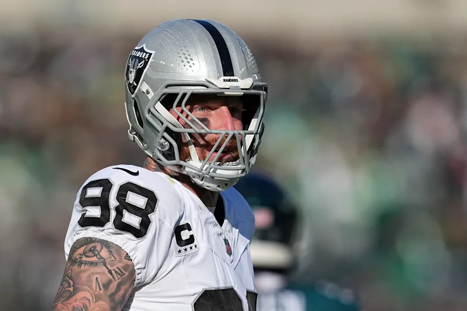 Maxx Crosby isn't going to the Ravens after all. (Photo by Mitchell Leff/Getty Images)