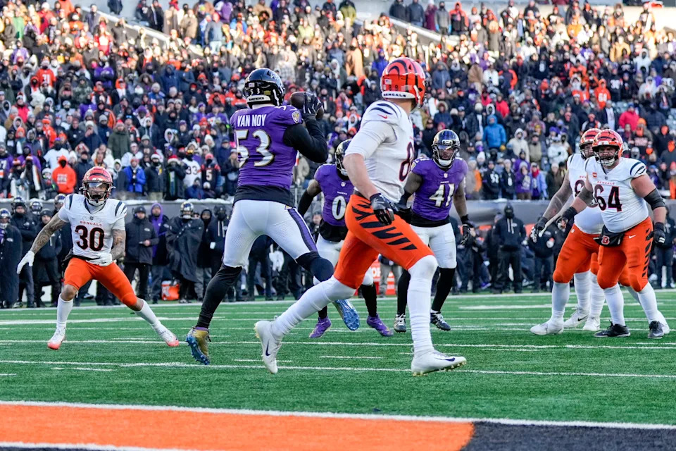 Veteran free agent Kyle van Noy (53) has spent the last three seasons with the Baltimore Ravens.