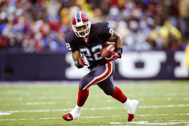 Oct 31, 2004; Orchard Park, NY, USA: FILE PHOTO; Buffalo Bills punt returner Nate Clements (22) carries the ball against the Arizona Cardinals at Ralph Wilson Stadium. Mandatory Credit: Richard Mackson-USA TODAY Network